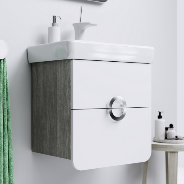 АЛИКАНТЕ 50 Тумба подвесная с ящиками дуб седой и с раковиной ТИГОДА 55 (Ш55хВ58хГ37) в Сочи и Адлере АЛИКАНТЕ 50 Тумба подвесная с ящиками дуб седой и с раковиной ТИГОДА 55 (Ш55хВ58хГ37) в Сочи и Адлере