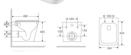 Унитаз подвесной Kerald MOON безободковый Торнадо,490*340*385мм,сиденье дюропласт, микролифт в Сочи и Адлере