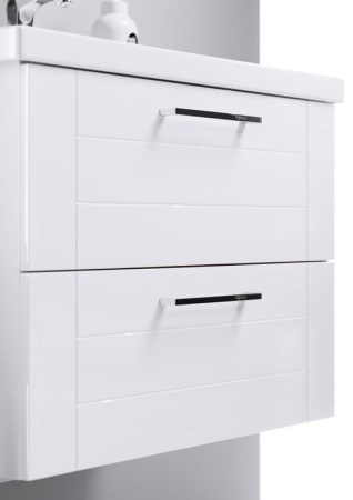 МАНЧЕСТЕР 60 Тумба подвесная, два ящика, белая с раковиной ФОСТЕР 60 (Ш61хВ55хГ41) MAN01062+Фостер 60 в Сочи и Адлере