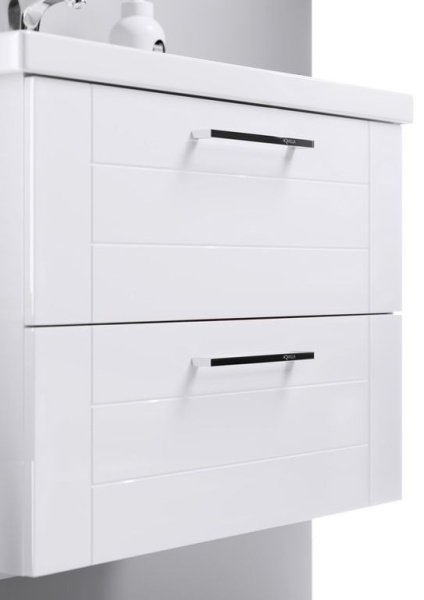 МАНЧЕСТЕР 60 Тумба подвесная, два ящика, белая с раковиной ФОСТЕР 60 (Ш61хВ55хГ41) MAN01062+Фостер 60 в Сочи и Адлере