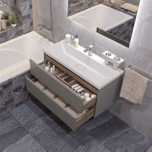 Тумба Dante 80 подвесная, серая матовая (дополнительно Style 80 раковина из литьевого мрамора) в Сочи и Адлере