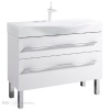 МИЛАН 100 Тумба на ножках, два ящика, белая с раковиной БЕРГАМО 100 (Ш100хВ85хГ50,5)