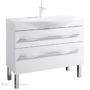 МИЛАН 100 Тумба на ножках, два ящика, белая с раковиной БЕРГАМО 100 (Ш100хВ85хГ50,5) МИЛАН 100 Тумба на ножках, два ящика, белая с раковиной БЕРГАМО 100 (Ш100хВ85хГ50,5)