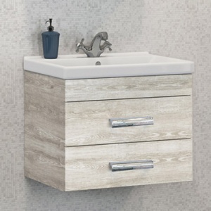 COMFORTY Тумба-умывальник "Никосия-60П" дуб белый с раковиной Fest 60 F01 COMFORTY Тумба-умывальник "Никосия-60П" дуб белый с раковиной Fest 60 F01