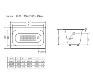 Classic 130*70*40 ванна чугун с ножками, без руч в Сочи и Адлере Classic 130*70*40 ванна чугун с ножками, без руч в Сочи и Адлере
