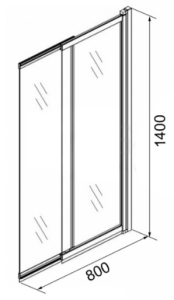 Шторка для ванны 800*1400 мм (раздвижная) стекло прозрачное, 5 мм. Easy Clean профиль серебро в Сочи и Адлере