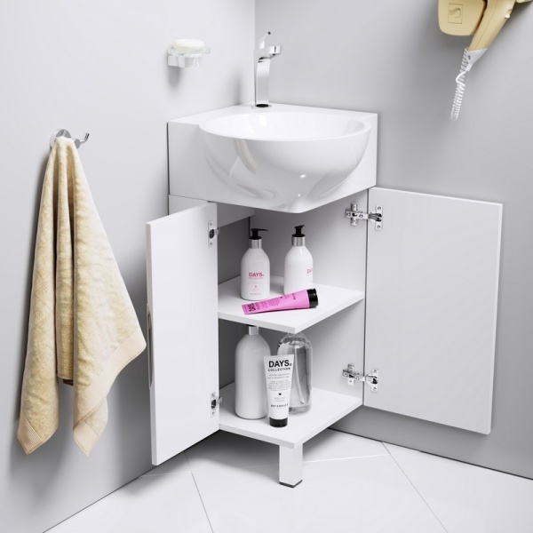 РИО 45 Тумба напольная угловая, две двери с раковиной ДЕЛЬТА 45 (450*180*450) в Сочи и Адлере РИО 45 Тумба напольная угловая, две двери с раковиной ДЕЛЬТА 45 (450*180*450) в Сочи и Адлере