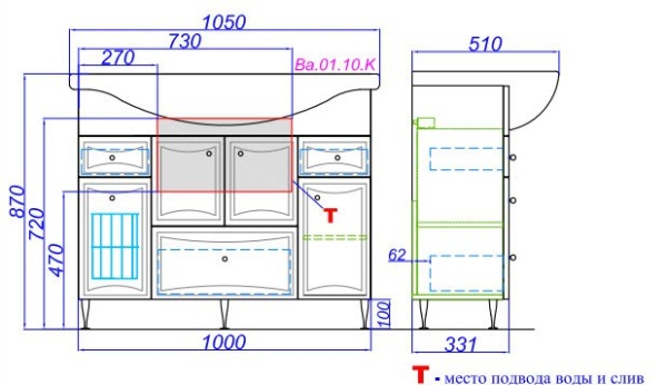 БАРСЕЛОНА-ЛЮКС 105 Тумба на ножках, три ящика, три двери, корзина и с раковиной СТИЛЬ 105 (Ш105хВ88хГ51) в Сочи и Адлере БАРСЕЛОНА-ЛЮКС 105 Тумба на ножках, три ящика, три двери, корзина и с раковиной СТИЛЬ 105 (Ш105хВ88хГ51) в Сочи и Адлере