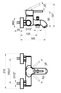 TASCO Смеситель для ванны с коротким изливом , хром (AZ-15160511) в Сочи и Адлере