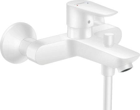 71740700 HG Talis E Смеситель для ванны 110, однорычажный, со сливным гарнитуром BM белый матовый в Сочи и Адлере