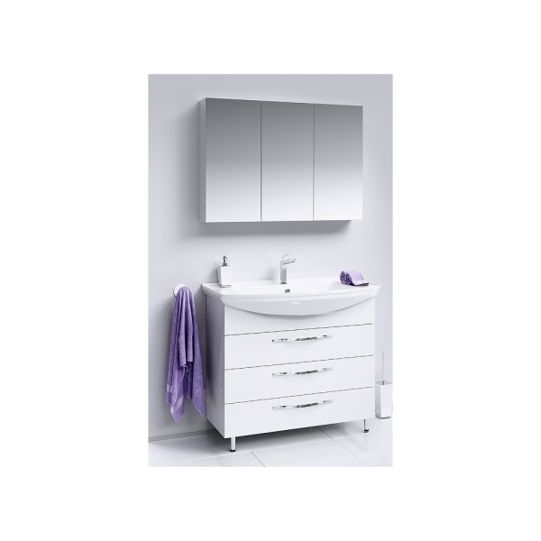 МС 100 Зеркальный шкаф с тремя дверьми на петлях с плавным закрыванием (Ш100хВ70хГ15) в Сочи и Адлере МС 100 Зеркальный шкаф с тремя дверьми на петлях с плавным закрыванием (Ш100хВ70хГ15) в Сочи и Адлере