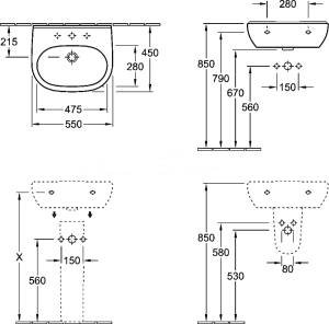 Раковина Villeroy & Boch, O'NOVO, ширина 5500мм, глубина 450мм, высота 180мм, подвесной, отверстие для смес-я одно, перелив-есть, тип перелива-открыты в Сочи и Адлере Раковина Villeroy & Boch, O'NOVO, ширина 5500мм, глубина 450мм, высота 180мм, подвесной, отверстие для смес-я одно, перелив-есть, тип перелива-открыты в Сочи и Адлере
