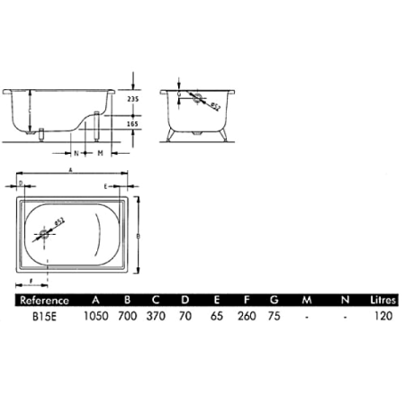 Ванна стальная BLB EUROPA 105*70, сидячая в Сочи и Адлере