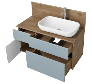 МИШЕЛЬ 100 Тумба-умывальник дуб рустикальный-фьорд (раковина приобретается отдельно умывальник накладной Infinity 60) со столешницей в Сочи и Адлере МИШЕЛЬ 100 Тумба-умывальник дуб рустикальный-фьорд (раковина приобретается отдельно умывальник накладной Infinity 60) со столешницей в Сочи и Адлере