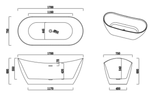 ZEPHYR (Зефир) Ванна акриловая отдельностоящая 1700*750*580, белый в Сочи и Адлере ZEPHYR (Зефир) Ванна акриловая отдельностоящая 1700*750*580, белый в Сочи и Адлере