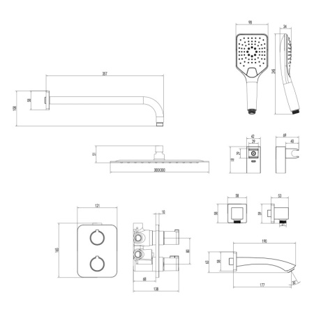Смеситель Lemark Yeti LM7842C термостатический для ванны и душа, встраиваемый в Сочи и Адлере