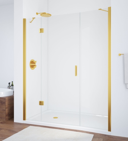Шторка для душ.кабины профиль золото, стекло прозрачное петли справа(квадро, вырез нестандарт) Шторка для душ.кабины профиль золото, стекло прозрачное петли справа(квадро, вырез нестандарт)