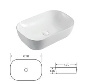 Раковина Kerald 610*400*145 мм накладная, белый  в Сочи и Адлере Раковина Kerald 610*400*145 мм накладная, белый  в Сочи и Адлере
