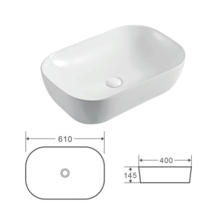 Раковина Kerald 610*400*145 мм накладная, белый  в Сочи и Адлере