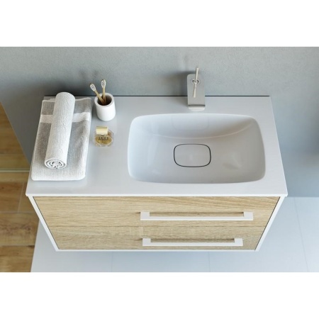 МАЙАМИ 90/R Тумба подвесная ПРАВАЯ, два ящика, c раковиной MALAGA 900R (Ш92хВ54хГ45) в Сочи и Адлере