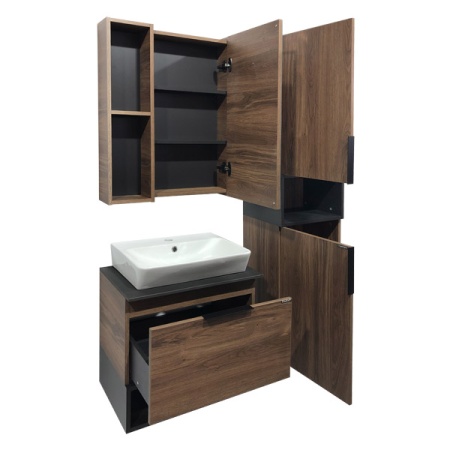 COMFORTY Зеркало-шкаф "Штутгарт-60" дуб тёмно-коричневый в Сочи и Адлере