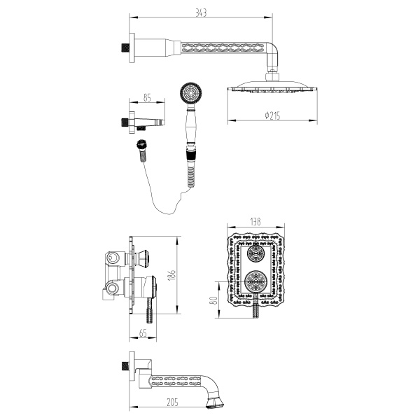 Смеситель Lemark Jasmine LM6622B для ванны и душа встраиваемый с дополнит. 1-функц. лейкой, бронза в Сочи и Адлере Смеситель Lemark Jasmine LM6622B для ванны и душа встраиваемый с дополнит. 1-функц. лейкой, бронза в Сочи и Адлере