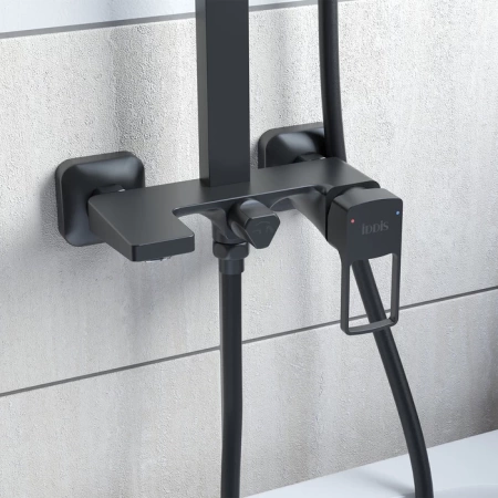 Смеситель с верхним душем, черный, Bild, IDDIS, BILBL1Fi06 в Сочи и Адлере