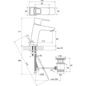RAVAK Смеситель для умывальника с донным клапаном 170 мм TD 013.00																 в Сочи и Адлере RAVAK Смеситель для умывальника с донным клапаном 170 мм TD 013.00																 в Сочи и Адлере