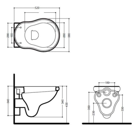 KERASAN Retro Унитаз подвесной 52*38см, цвет белый в Сочи и Адлере