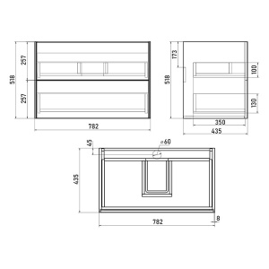 Ultra 80 тумба подвесная (2 ящ.) белая глянцевая 800 (дополнительно Next 80 раковина керамическая) в Сочи и Адлере
