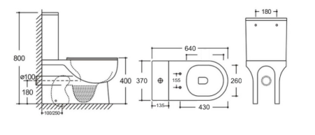 Унитаз-компакт Kerald ARIES безободковый, 640*370*800 мм, сиденье дюропласт, микролифт (soft close), бачок в комплекте в Сочи и Адлере