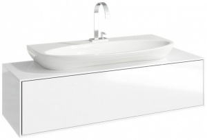 GENESIS 120 Подвесная тумба с одним ящиком в цвете белый глянец с умывальником из литьевого мрамора Escape 900 (Ш120хВ42хГ45) GENESIS 120 Подвесная тумба с одним ящиком в цвете белый глянец с умывальником из литьевого мрамора Escape 900 (Ш120хВ42хГ45)