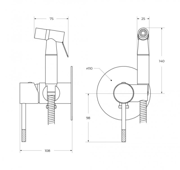 Гигиенический душ со смесителем, сатин RELAX-DIF-IN в Сочи и Адлере