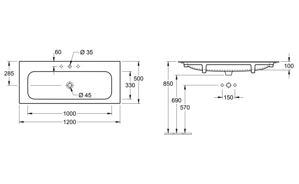 Раковина, Villeroy&Boch, Finion, ширина, мм-1200, глубина, мм-500, высота, мм-100, отверстия для смесителя-одно, перелив-есть, декор-без декора, грязе в Сочи и Адлере Раковина, Villeroy&Boch, Finion, ширина, мм-1200, глубина, мм-500, высота, мм-100, отверстия для смесителя-одно, перелив-есть, декор-без декора, грязе в Сочи и Адлере