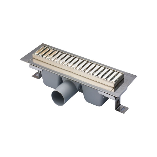 Водоотводящий желоб с порогами для перфорированной решетки, с горизонтальным стоком в Сочи и Адлере Водоотводящий желоб с порогами для перфорированной решетки, с горизонтальным стоком в Сочи и Адлере