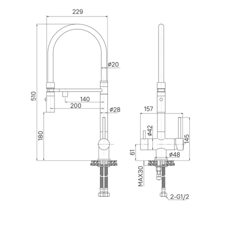 Смеситель для кухни с фильтром и гибким изливом, матовое золото, Ace, IDDIS, ACEMGFFi05 в Сочи и Адлере