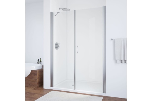 Дверь в душевой проем EP-F-2 155 08 01 правая профиль хром глянец стекло прозрачное открытие вовнутрь, ручка квадро