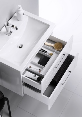 МАНЧЕСТЕР 60 Тумба подвесная, два ящика, белая с раковиной ФОСТЕР 60 (Ш61хВ55хГ41) MAN01062+Фостер 60 в Сочи и Адлере