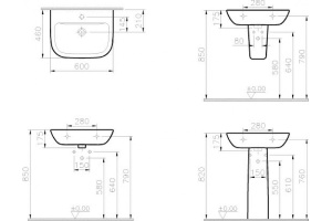 Раковина Vitra S20 60 5503B003-0001 Белая в Сочи и Адлере Раковина Vitra S20 60 5503B003-0001 Белая в Сочи и Адлере
