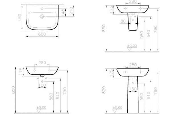 Раковина Vitra S20 60 5503B003-0001 Белая в Сочи и Адлере