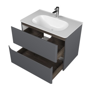 Savag 80 тумба подвесная серая матовая (дополнительно Astra 80 раковина керамическая) в Сочи и Адлере