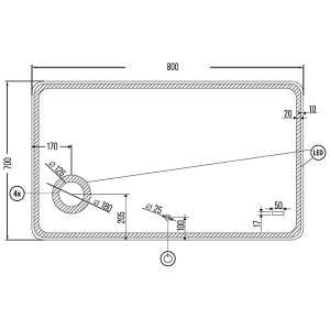 Зеркало Vog 800*700 Anti Steam (анти запотевание), сенсор, подсветка в Сочи и Адлере