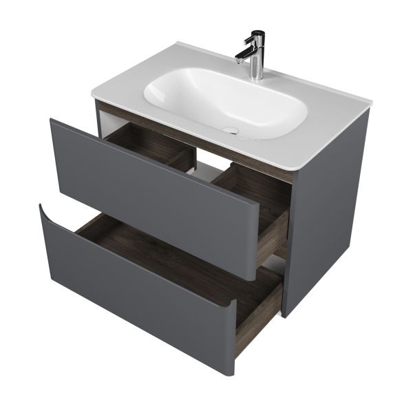 Savag 80 тумба подвесная серая матовая (дополнительно Astra 80 раковина керамическая) в Сочи и Адлере