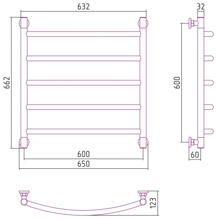 ГАЛАНТ+ полотенцесушитель 600х600 в Сочи и Адлере