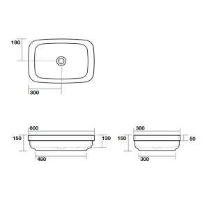 Kerasan Tribeca Раковина встраиваемая/накладная 60х38см, без отверстия под смеситель, цвет: белый в Сочи и Адлере Kerasan Tribeca Раковина встраиваемая/накладная 60х38см, без отверстия под смеситель, цвет: белый в Сочи и Адлере