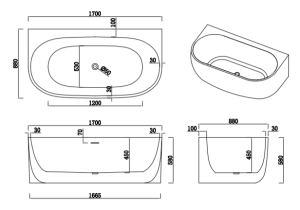 SCIROCCO (Сирокко)Ванна акриловая пристенная 1700*880*580, белый в Сочи и Адлере SCIROCCO (Сирокко)Ванна акриловая пристенная 1700*880*580, белый в Сочи и Адлере