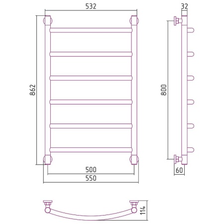 ГАЛАНТ+ полотенцесушитель 800*500 состаренная бронза  в Сочи и Адлере