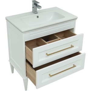 Тумба для раковины напольная Aquanet Бостон М 80 белый матовый (доп.раковина Бостон 80,ножки) в Сочи и Адлере