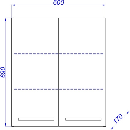 АЛЛЕГРО 60 Шкаф с двумя дверьми на петлях с плавным закрыванием (Ш60хВ17хГ69) в Сочи и Адлере