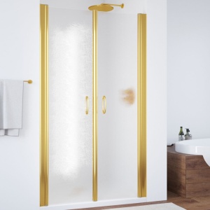 Дверь в душевой проем, профиль золото, стекло флер-де-лис